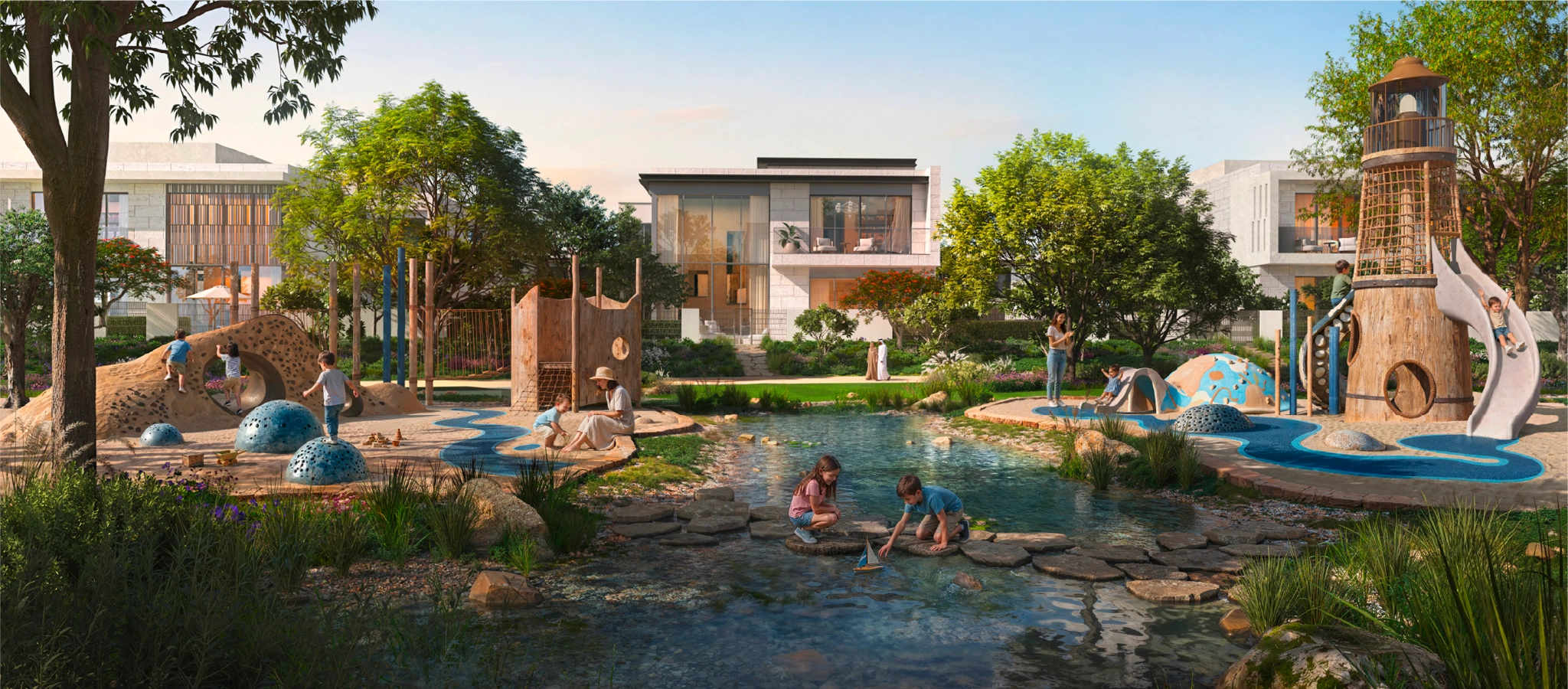 Landscaped parks and garden dining at Talay Marsa Al Saadiyat
