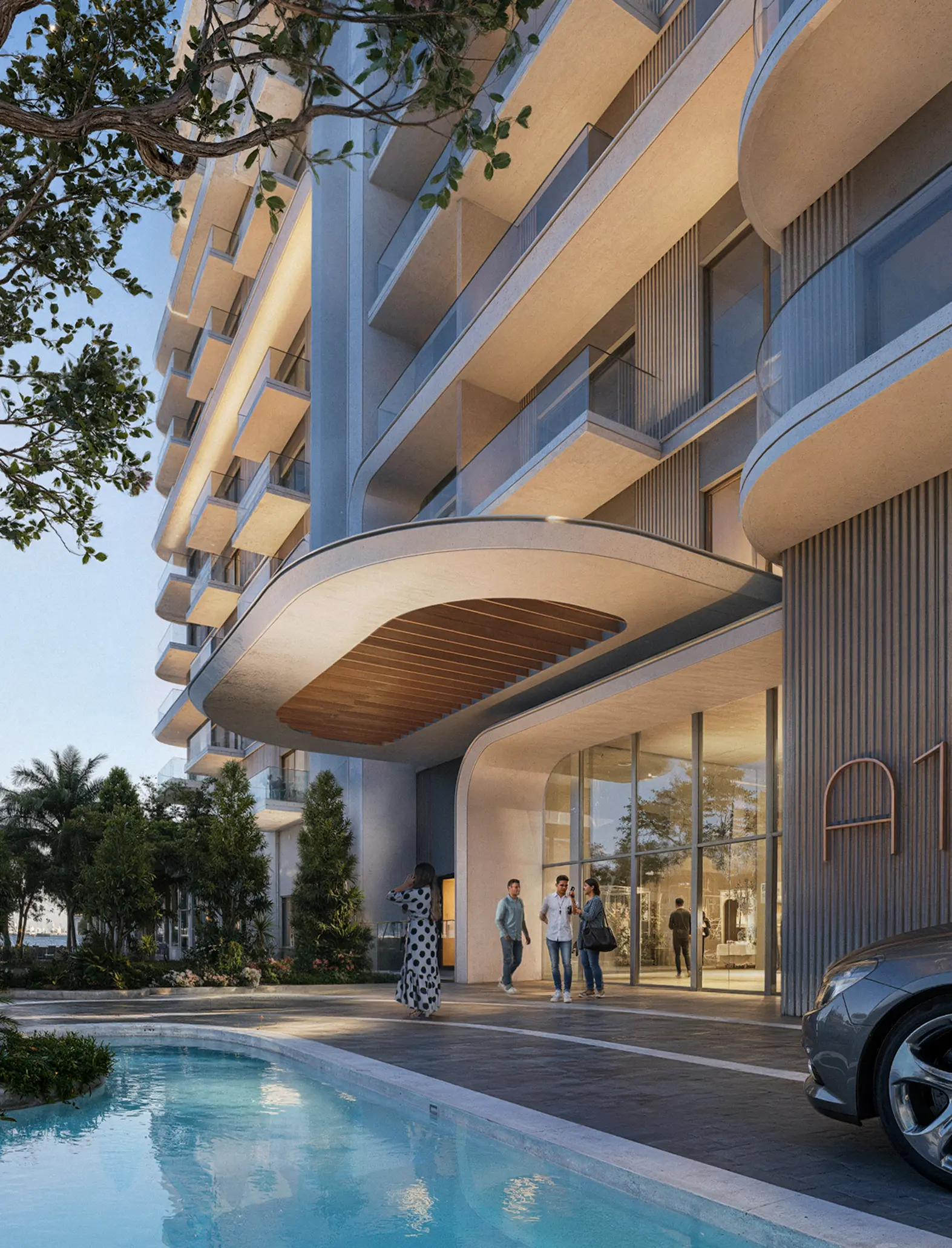 Wellness spa and pool café at Yas Riva Reserve